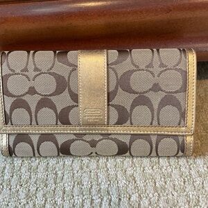Coach Signature Brown and Tan Wallet